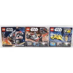 LOT OF 3 LEGO STAR WARS KITS.
