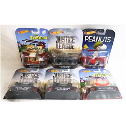 BOX OF 6 HOT WHEELS COLLECTOR CARS.