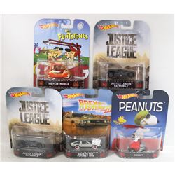 BOX OF 5 HOT WHEELS COLLECTOR CARS.