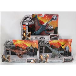 LOT OF 3 JURASSIC WORLD ASSORTED FIGURES.
