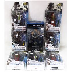 BOX WITH TITANFALL2 FIGURE AND 7 RED FACTION
