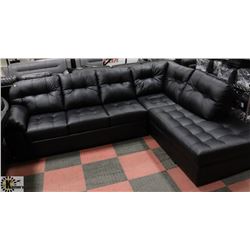 NEW LARGE BLACK LEATHERETTE SECTIONAL