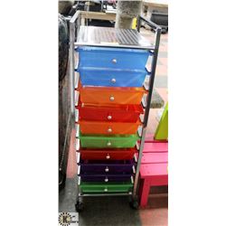 15" X 13" X 38" MULTI COLORED ORGANIZER ON WHEELS