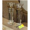 Image 1 : PAIR OF CRYSTAL CANDLE HOLDERS WITH GOLD TONED