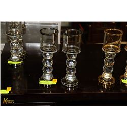 PAIR OF CRYSTAL CANDLE HOLDERS WITH SILVER TONED