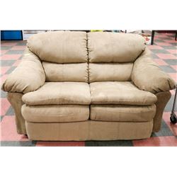 LIGHT BROWN FABRIC 63" LOVE SEAT