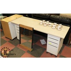 DESK SOLD WITH 2 DRAWER FILING CABINET AND METAL