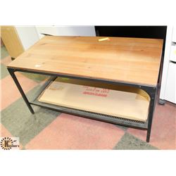 METAL & WOOD COFFEE TABLE, 35.5"X17.5"X18.5".