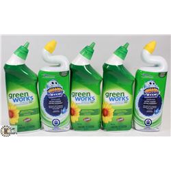 BAG OF 5 GREENWORKS AND SCRUBBING BUBBLES BOWL