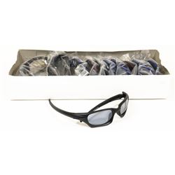 LOT OF BLUE, BLACK, RED & SILVER SPORTS GLASSES.