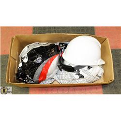 FLAT OF 4 NEW WHITE HARD HATS
