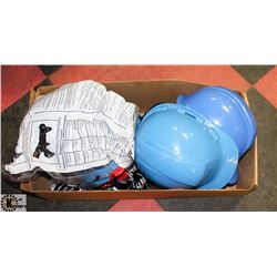 FLAT OF 6 NEW BLUE HARD HATS