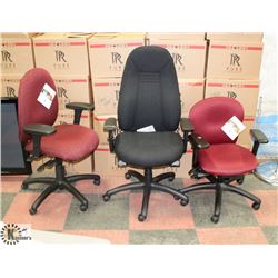 LOT OF 3 NEW ASSORTED HYDRAULIC LIFT OFFICE CHAIRS