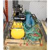 Image 1 : PALLET OF ASSORTED AIR PRODUCTS, HOSES, COMPRESSOR