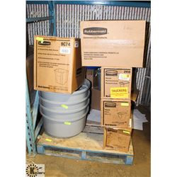 PALLET OF COMMERCIAL DOME TOPS, SIDE BINS,