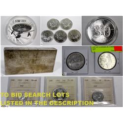 FEATURED 100 OZ SILVER BAR AND COINS / CURRENCY