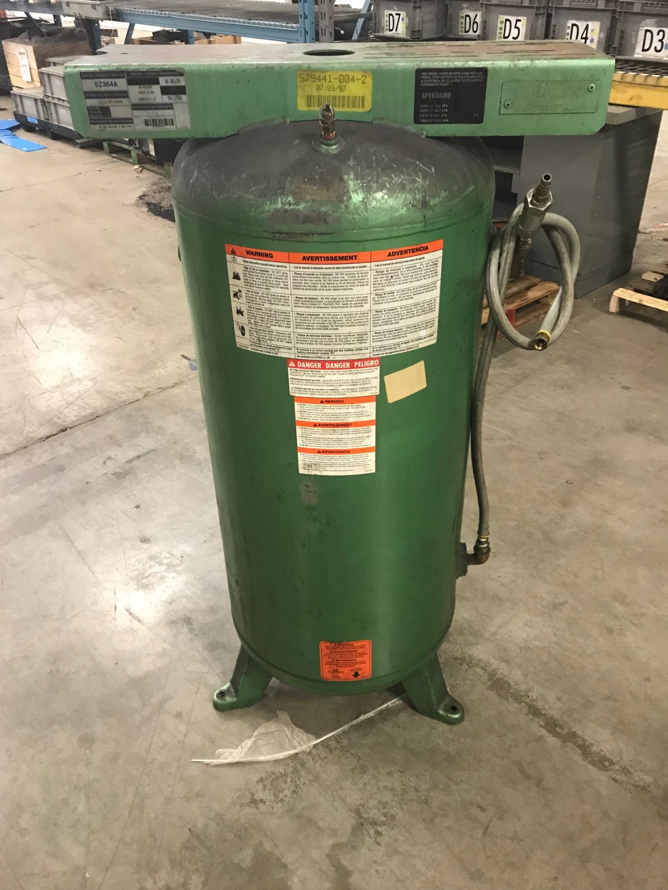 SPEEDAIRE 5Z364A 60 GALLON AIR COMPRESSOR TANK