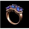 Image 4 : 7.62 ctw Tanzanite and Diamond Ring - 14KT Rose Gold