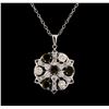 Image 1 : 2.10 ctw Tourmaline and Diamond Pendant With Chain - 14KT White Gold