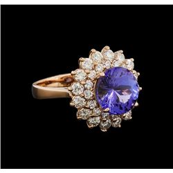 4.78 ctw Tanzanite and Diamond Ring - 14KT Rose Gold