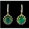 Image 1 : 9.71 ctw Emerald and Diamond Earrings - 14KT Yellow Gold