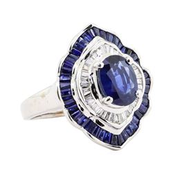 3.20 ctw Sapphire and Diamond Ring - 14KT White Gold