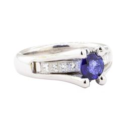 1.28 ctw Sapphire And Diamond Ring - 14KT White Gold