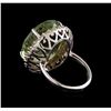 Image 3 : 14KT White Gold 30.80 ctw Green Quartz and Diamond Ring