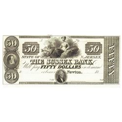 1800's $50 The Sussex Bank, Newton, NJ Obsolete Bank Note