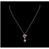 Image 1 : 0.18 ctw Pearl and Diamond Pendant - 14KT Rose Gold