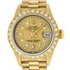 Image 1 : Rolex Ladies 18K Yellow Champagne String Diamond President Wristwatch With Rolex