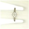 Image 4 : 14k Gold & Platinum Old European Diamond Etched Solitaire Ring