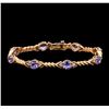 Image 1 : 5.50 ctw Tanzanite and Diamond Bracelet - 14KT Rose Gold