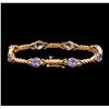 Image 2 : 5.50 ctw Tanzanite and Diamond Bracelet - 14KT Rose Gold