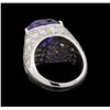 Image 3 : 13.10 ctw Sapphire and Diamond Ring - 18KT White Gold