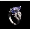 Image 4 : 6.70 ctw Tanzanite and Diamond Ring - 14KT White Gold