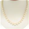 Image 1 : Graduated Pearl Necklace w/ Platinum Old European Diamond Handmade Clasp