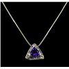 Image 1 : 2.46 ctw Tanzanite and Diamond Pendant With Chain - 14KT White Gold