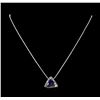 Image 2 : 2.46 ctw Tanzanite and Diamond Pendant With Chain - 14KT White Gold