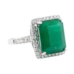 8.64 ctw Emerald and Diamond Ring - 18KT White Gold