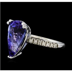 5.31 ctw Tanzanite and Diamond Ring - 14KT White Gold