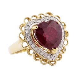 11.31 ctw Ruby and Diamond Ring - 14KT Yellow Gold