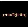 Image 3 : 21.64 ctw Ruby and Diamond Bracelet - 14KT Rose Gold