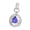 Image 2 : 6.85 ctw Tanzanite and Diamond Pendant - 14KT White Gold