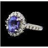 Image 1 : 1.80 ctw Tanzanite and Diamond Ring - 14KT White Gold