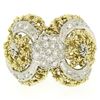 Image 4 : 18K Two Tone Gold 0.45 ctw Single Cut Diamond Open Work Dome Cocktail Ring