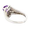 Image 3 : 1.10 ctw Amethyst and Diamond Ring - 14KT White Gold