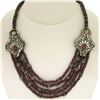 Image 1 : .950 Sterling Silver 17" Strung Multi Strand 230 Garnet Bead Necklace