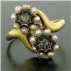 Image 2 : 18k Gold Rose Diamonds Seed Pearl Enamel Bypass Ring