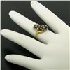 Image 3 : 18k Gold Rose Diamonds Seed Pearl Enamel Bypass Ring